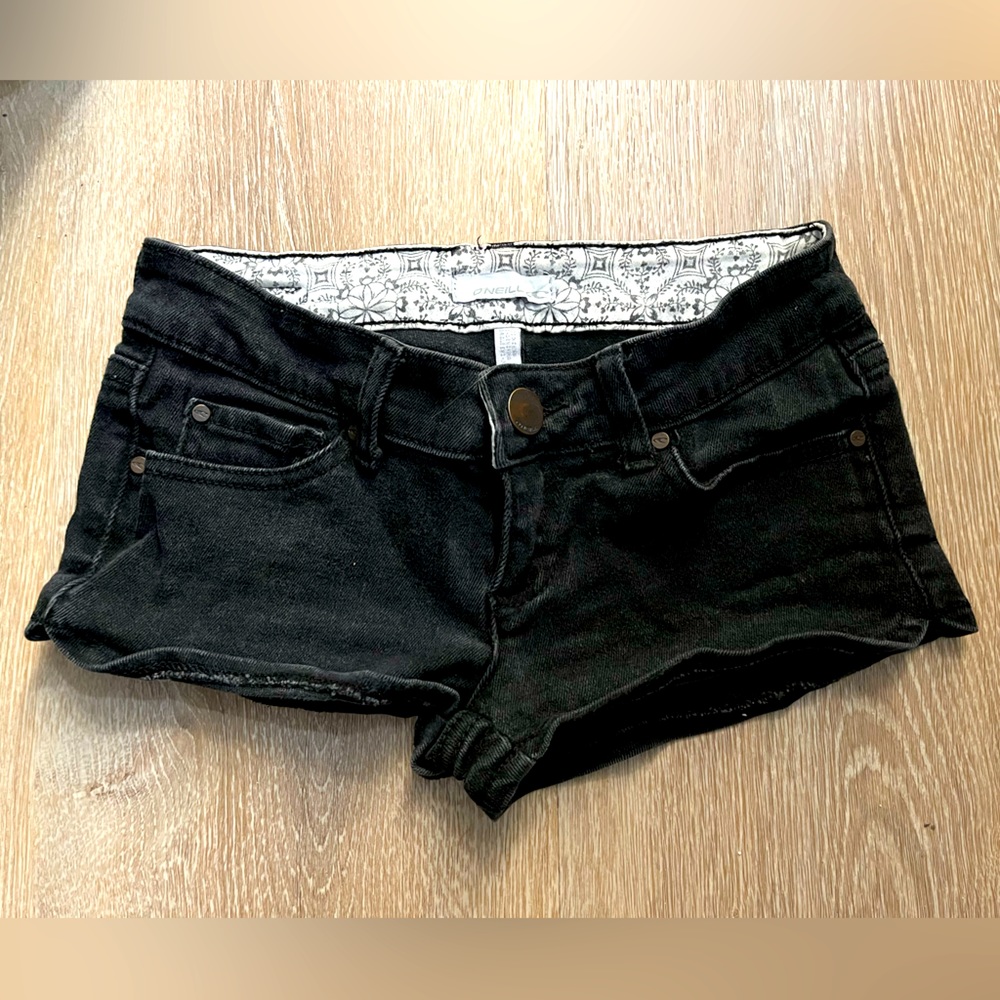 O’Neill Black Denim Low Waisted Short Shorts Size 0